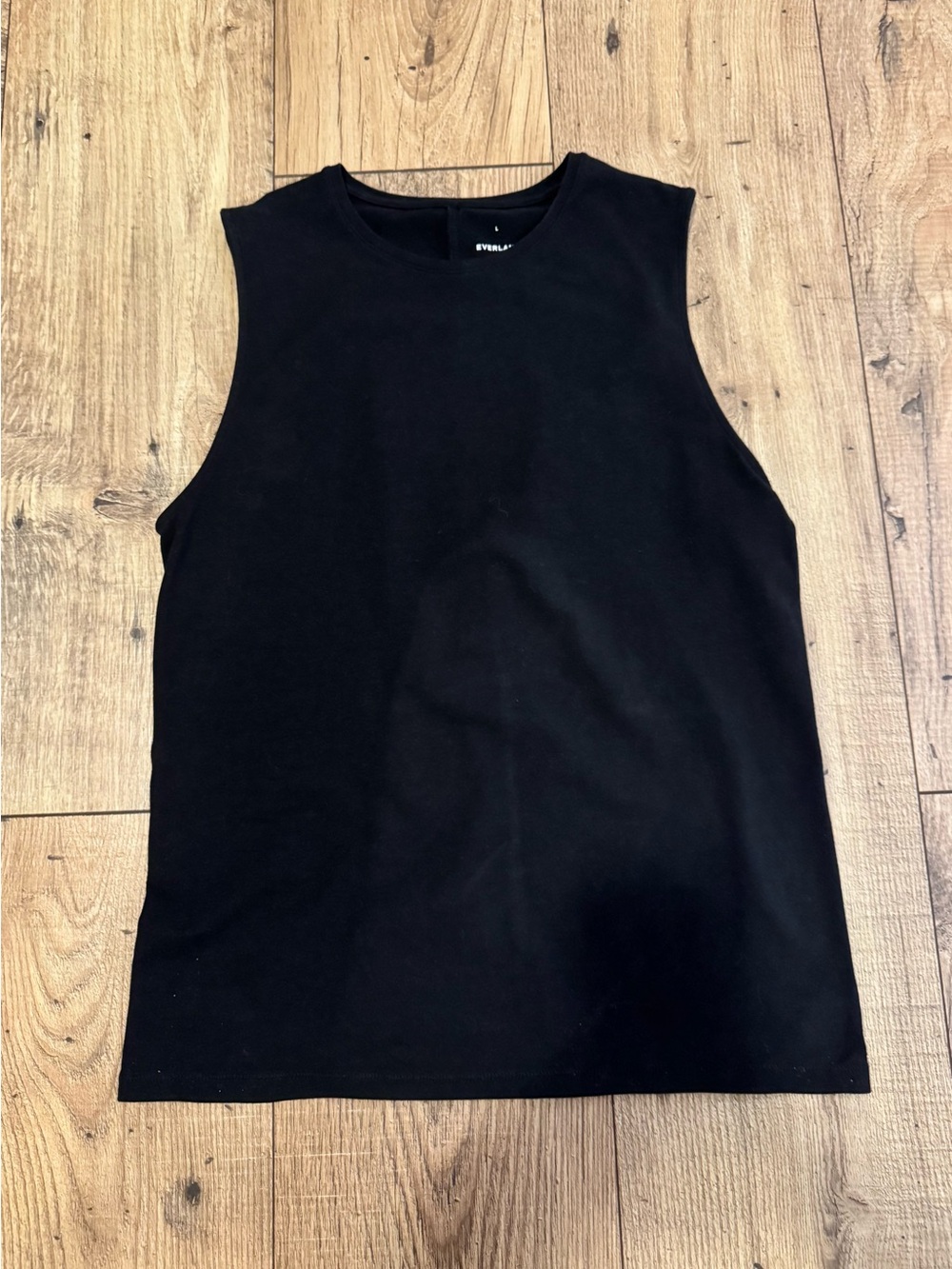 EVERLANE Women’s Short Tank Black Sleeveless Tee Supima Cotton Quiet Luxury Chic